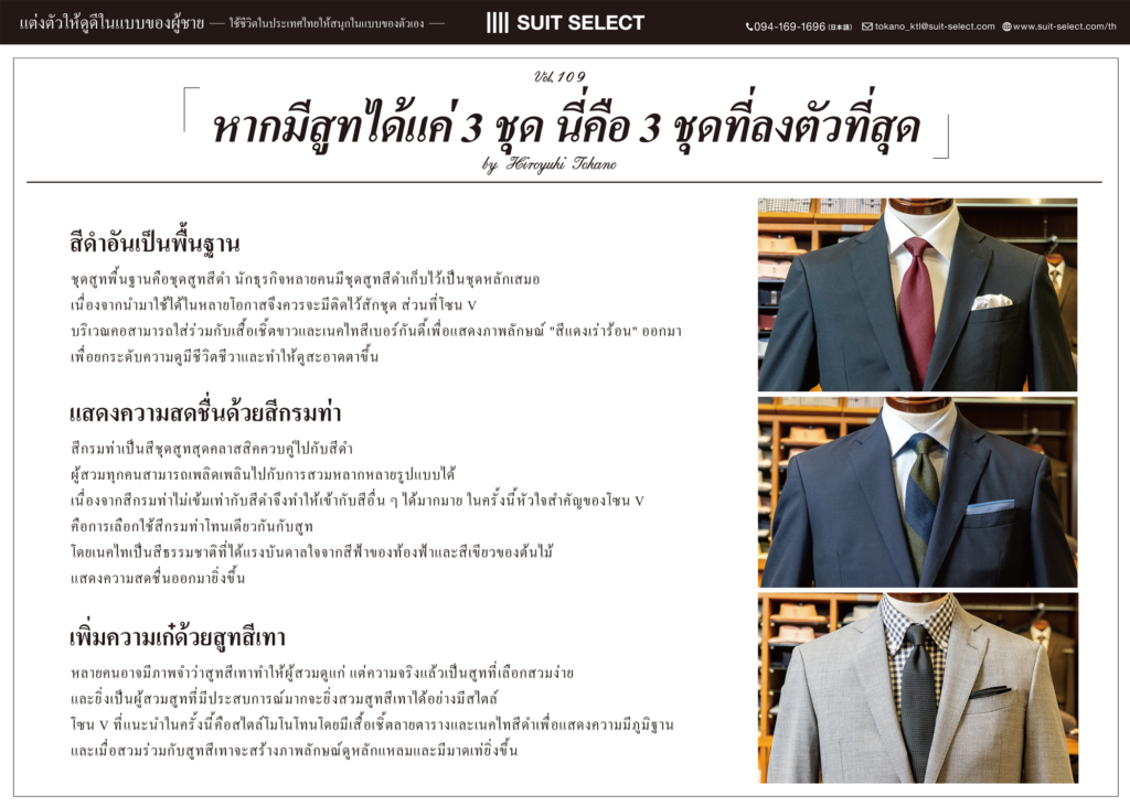 Vol. 33「หากมีสูทได้แค่ 3 ชุด นี่คือ 3 ชุดที่ลงตัวที่สุด」～ By Hiroyuki Tokano